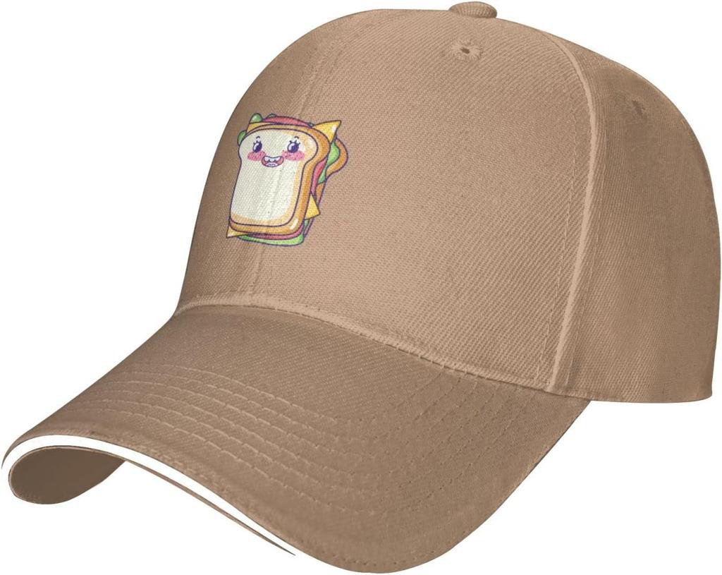 Cute Sandwich Print Baseball Cap Polyester Adjustable Casual Sun Protection Dad Hat for Unisex