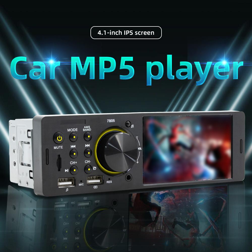 4.1 Inch Single Din Car Stereo BT MP5 Player FM Radio Receiver Support TF U Disk Playback USB Charging Hands Free