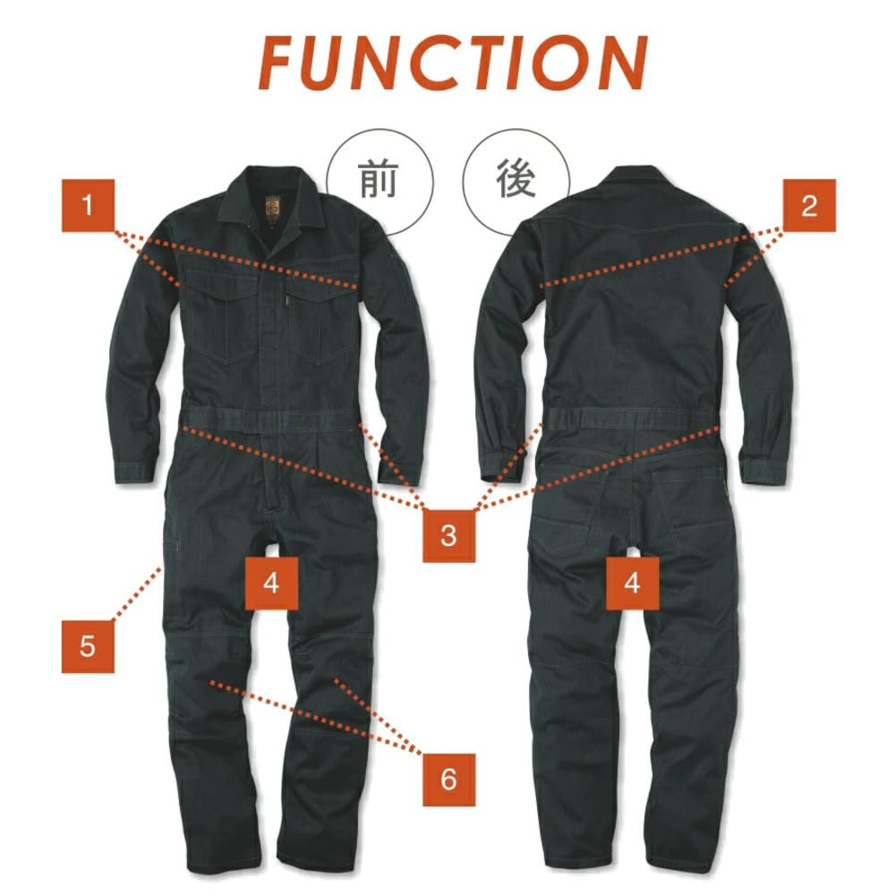 GRACE ENGINEERS GE430 30 Heather Navy All-Season Melange One-Pleat Long Sleeve Jumpsuit, Size M