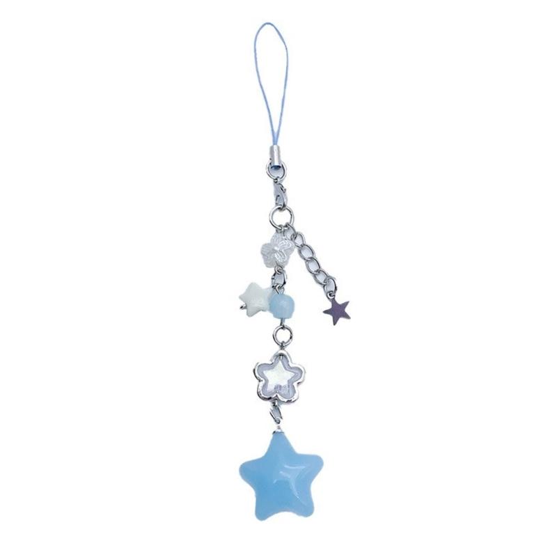

Sweet Star Bead Tassels Phone Charm Straps Car Keys Hanging Pendants Y2K Bag Decoration Lanyard Purse Accessories синий