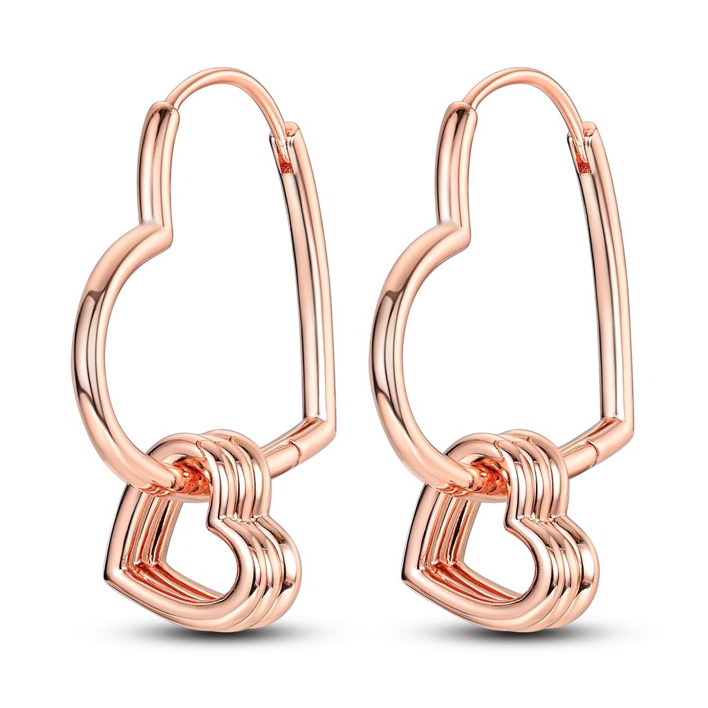 Copper Plated Hoop Earring Original Pendientes Love Heart Shape Classic Style Fashion Jewelry Gift For Woman Mom