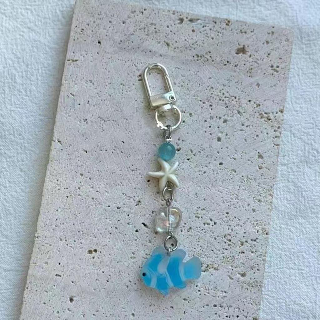 Ručně vyráběný korálkový řetízek na telefon Ryba přívěsek na mobil akrylový kroužek na klíče přívěsek přívěsek na mobil odnímatelný doplněk na tašku