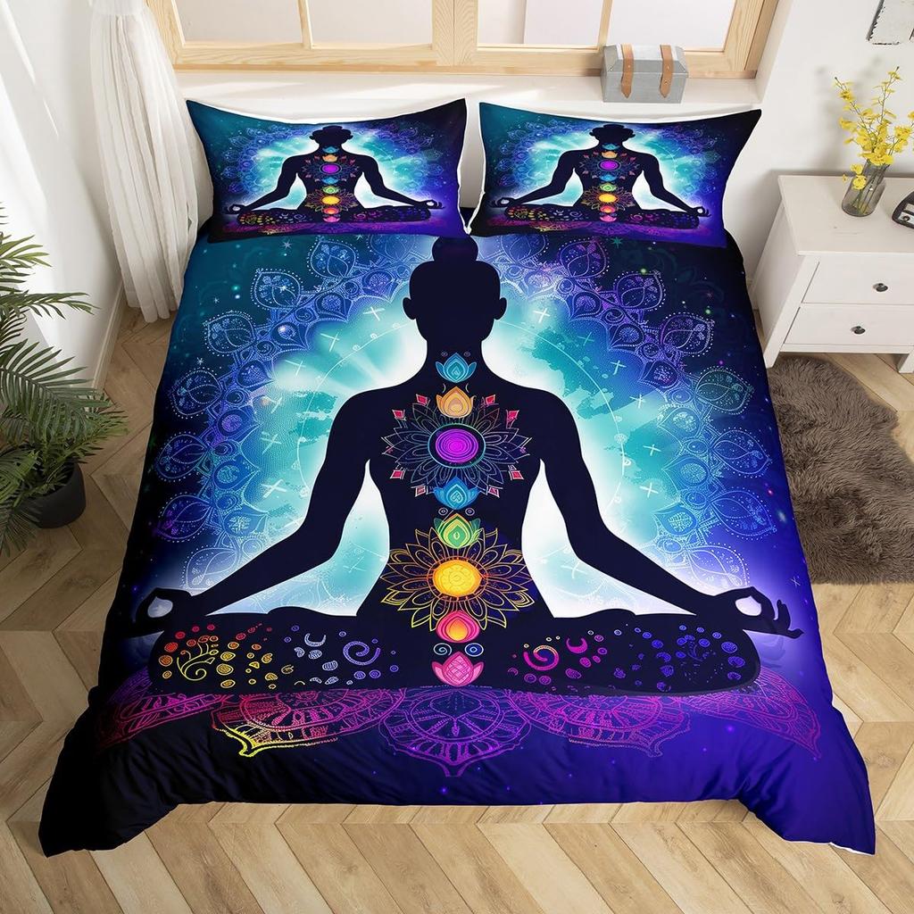 Chakra Duvet Covers Queen Lightweight Bedding Sets Zen Spiritual Bedding Sets Bedroom Decor 1 Duvet Cover 2 Pillowcases No Quilt