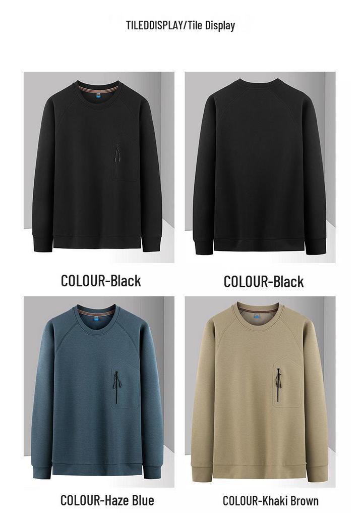 Men's 2026 YN Crew Neck Sweatshirt - Long Sleeve Casual Plus Velvet Jacket for Spring and Autumn 