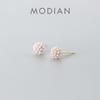 Modian Fashion Pearl Geometric Round Stud Earrings for Women 925 Sterling Silver Luxury Weddiing Engagement Statement Jewelry