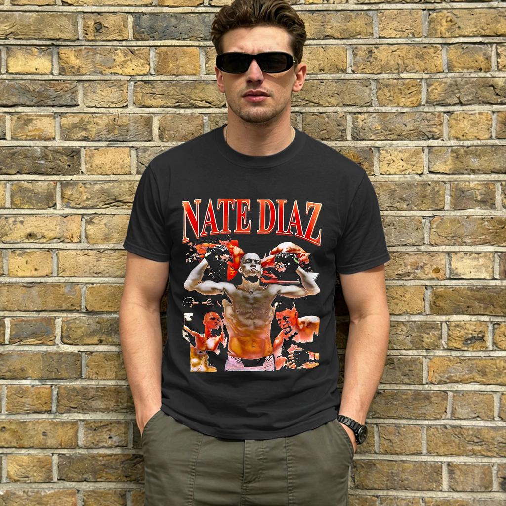 Nate Diaz 2026 Unisex T-Shirt Lustiges T-Shirt Kurzarm Rundhals T-Shirts Reine Baumwolle Übergröße Kleidung