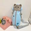 Sweet Cartoon Shoulder Bag Purse Plush Stationery Pouch Pen Bag Headset Cat Crossbody Bag  Daily