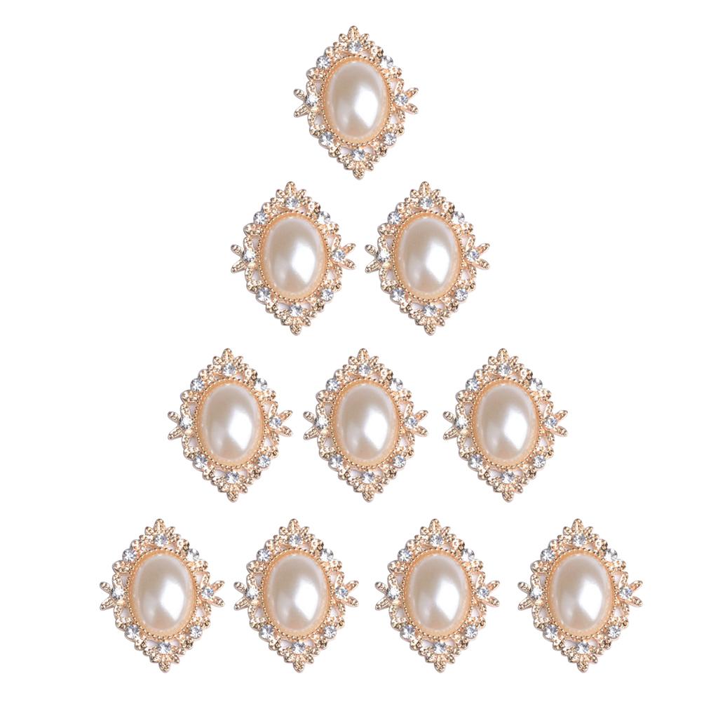 Bling Rhinestone Pearl Flat back Buttons Embellishment Wedding DIY Jewellery