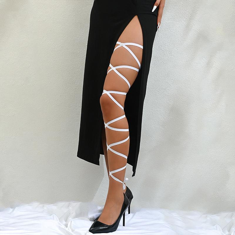 Punk Arm Wrap Elastic Crossed Straps Sexy-Leg Wraps Festival Garter Belt For Dancing Body Harness