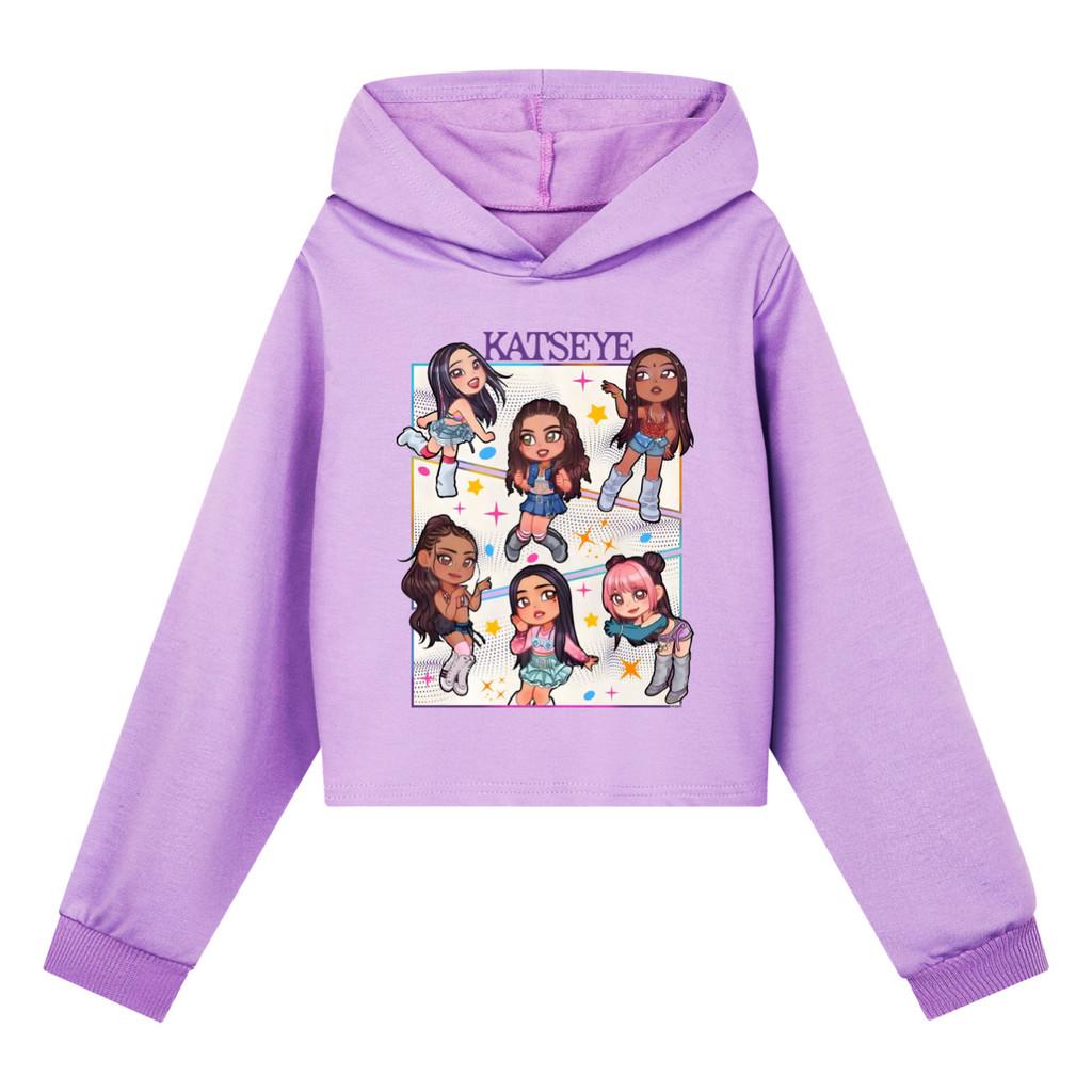5299 Kinder Mädchen KATSEYE Bedruckte Mode Langarm Kapuzenpullover