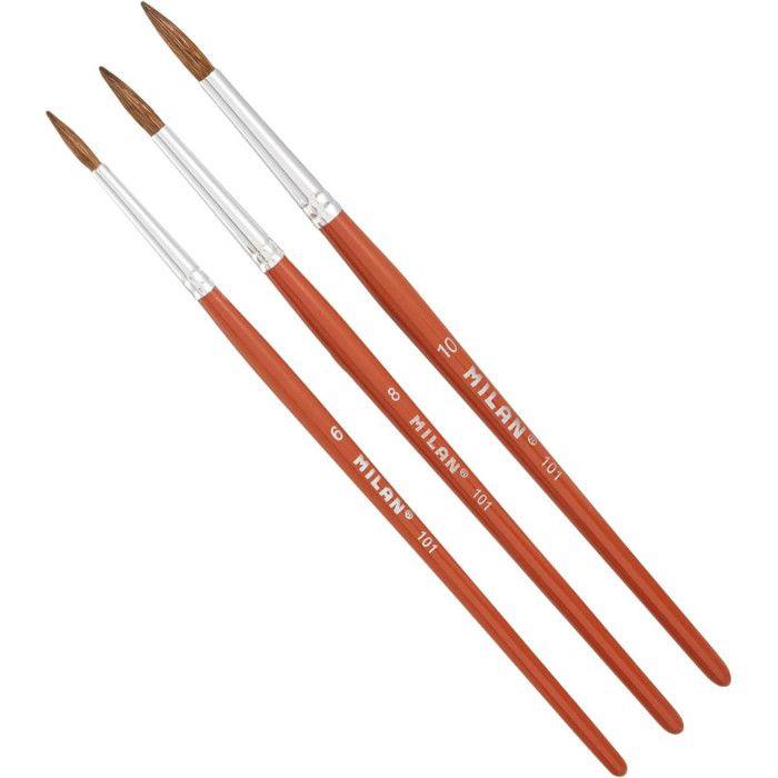 Pinceau - Milan - Pack de 3 - Taille 6, 8, 10 - Couleur Multicolore - Mixte