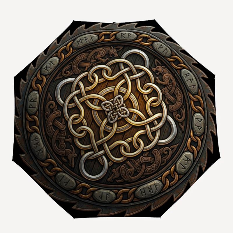 Symbolic Pattern Umbrella, Portable and Foldable Design, 8 Ribs, a Casual Accessory for Halloween, Christmas, and Birthday Gifts.