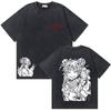 Washed Vintage Anime My Hero Academia Eijiro Kirishima T-shirt Men Women Manga Casual Retro T-shirts Men's Cotton Oversized Tees