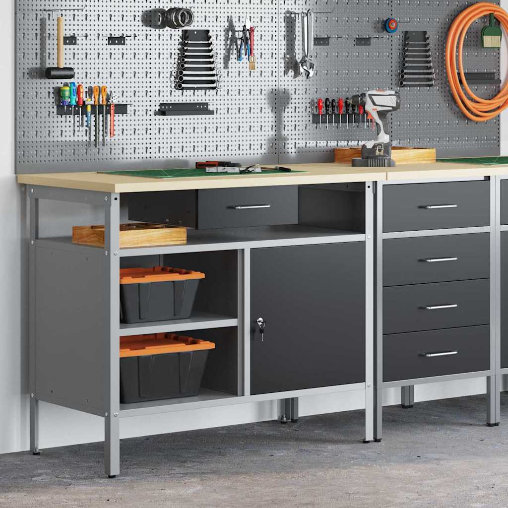 Workbench with Drawers Black and Gray 100 x 55 x 85 cm