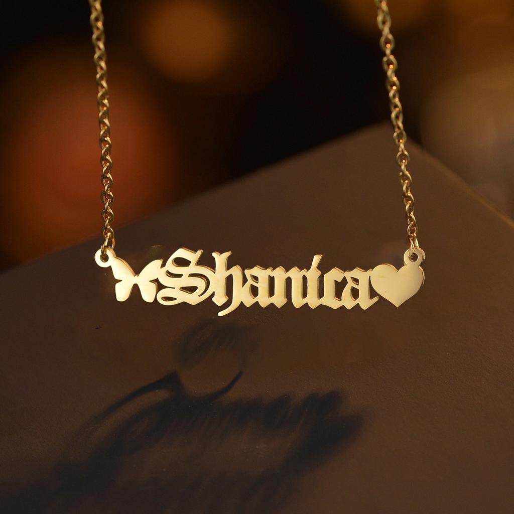 Atoztide Personalized Custom Name Necklaces Nameplate Pendant for Women Stainless Steel Link Chain Mother Kids Jewelry Gift