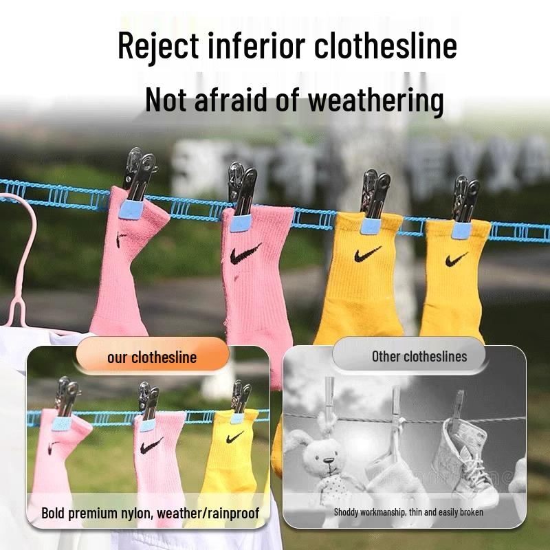 Windproof Non-Slip Clothes Drying Rope for Indoor/Outdoor Use