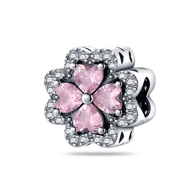 Fashion Copper Lucky Four Leaf Clover Series Charms Beadsad Aptation Fit Original Diy Bracelet Birthday Jewelry