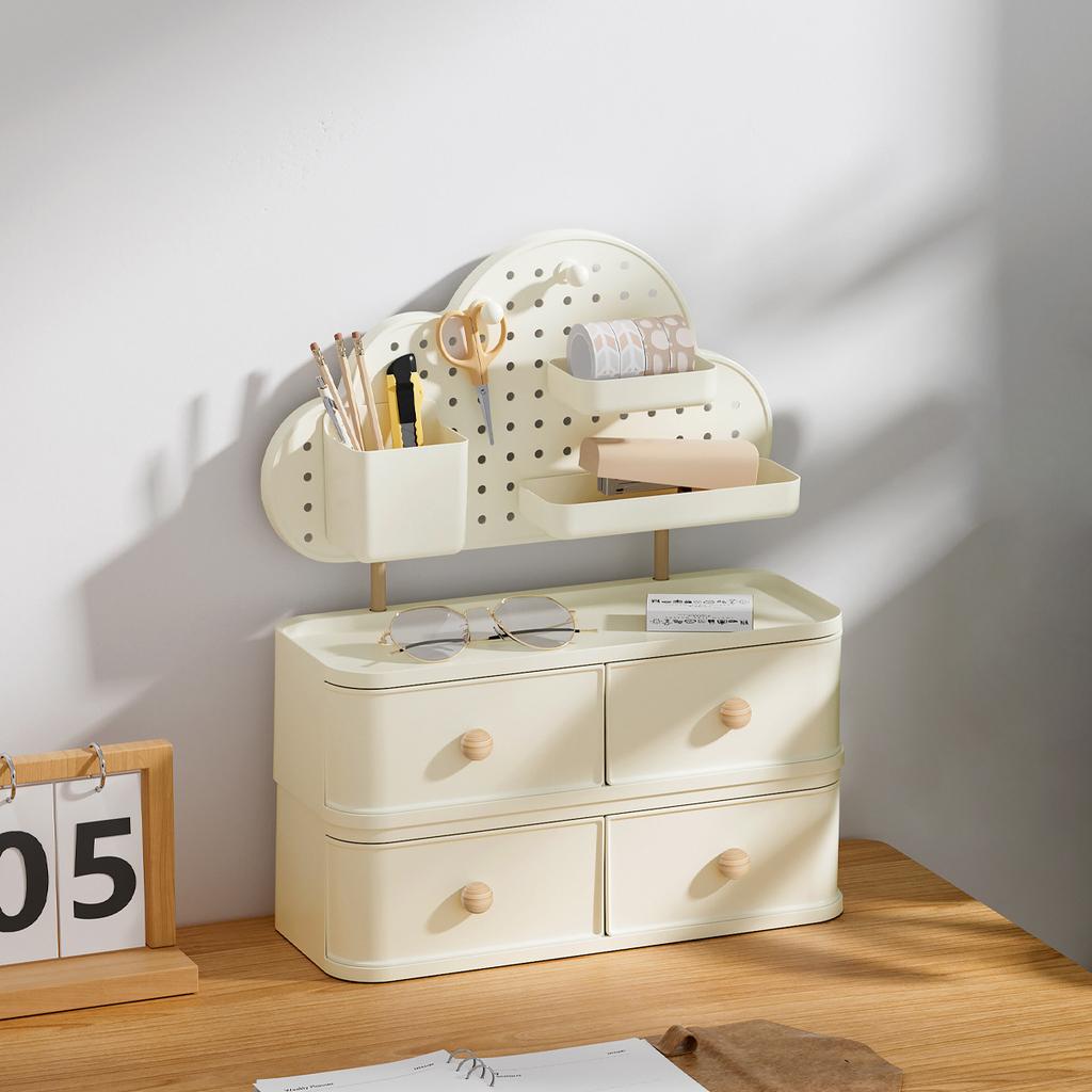 Desktop Drawer Storage Box Cloud Hole Board Stationery Organizer Rack Large Capacity Storage Box Desk Small Object Storage Rack