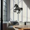 Metal Horse Wall Art, Tribal Tattoo Design, Black Sculpture, Cultural Decor for Coffee Shop Bar, Gift for Friend