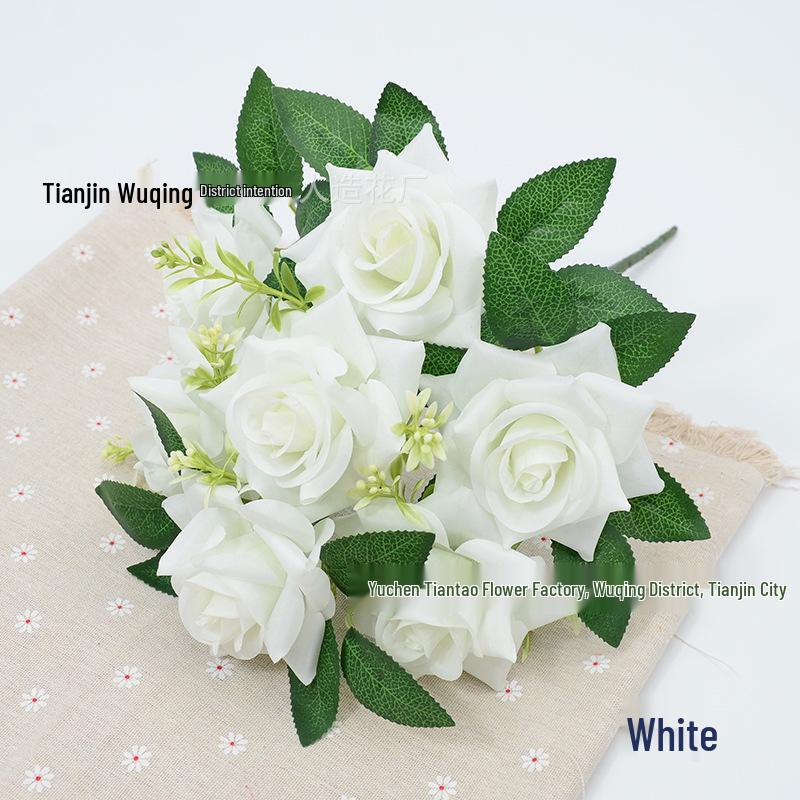 7-Head 3D Rose Bouquet with Rose Handle for Wedding and Home Decor