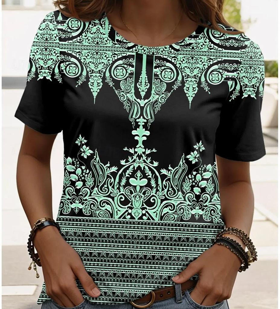 XXS-6XL T-shirt for Women's Summer Floral Graphic T Shirt Fashion Stylish Classic Short Sleeve Tops Tees Women's Clothing