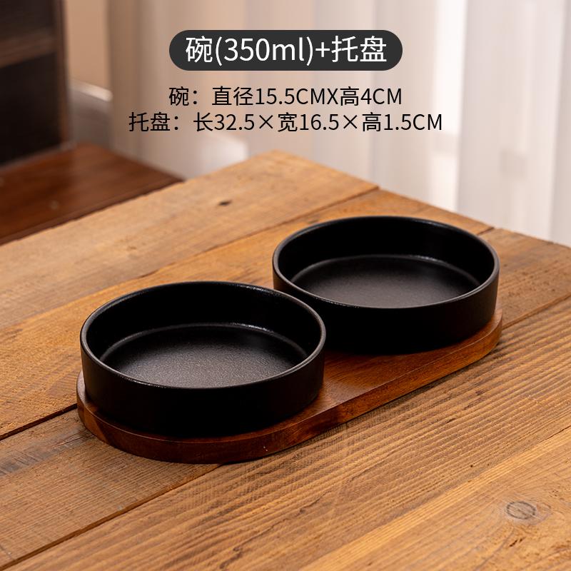 

Walnut wooden base cat bowl for drinking water and food double bowl ceramic dog bowl drinking dish Feeder access device 350ml