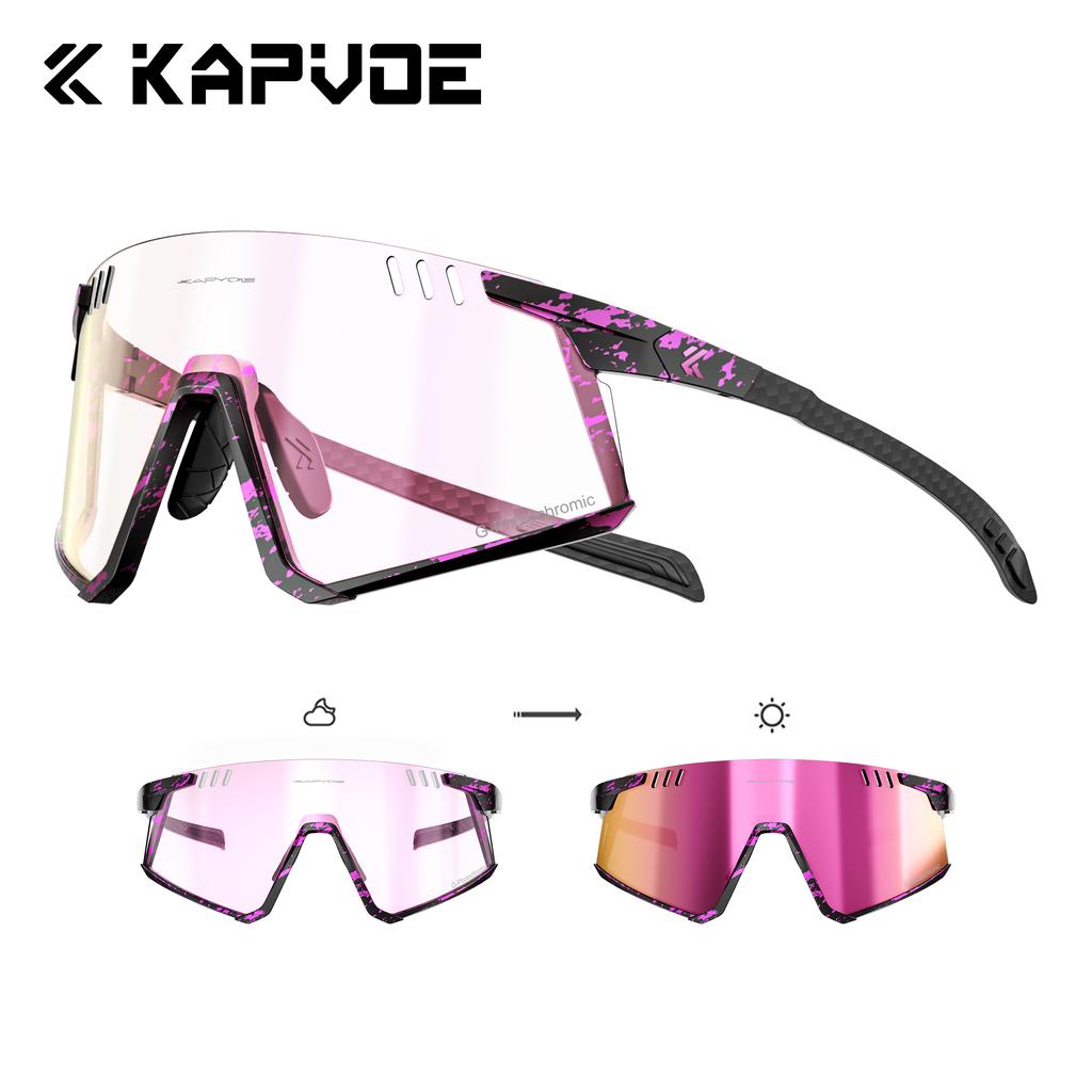 Lunettes de cyclisme Kapvoe Photochromiques UV400 VTT Claires Vélo de montagne Lunettes de soleil de transition pour hommes Femmes Lunettes de sport
