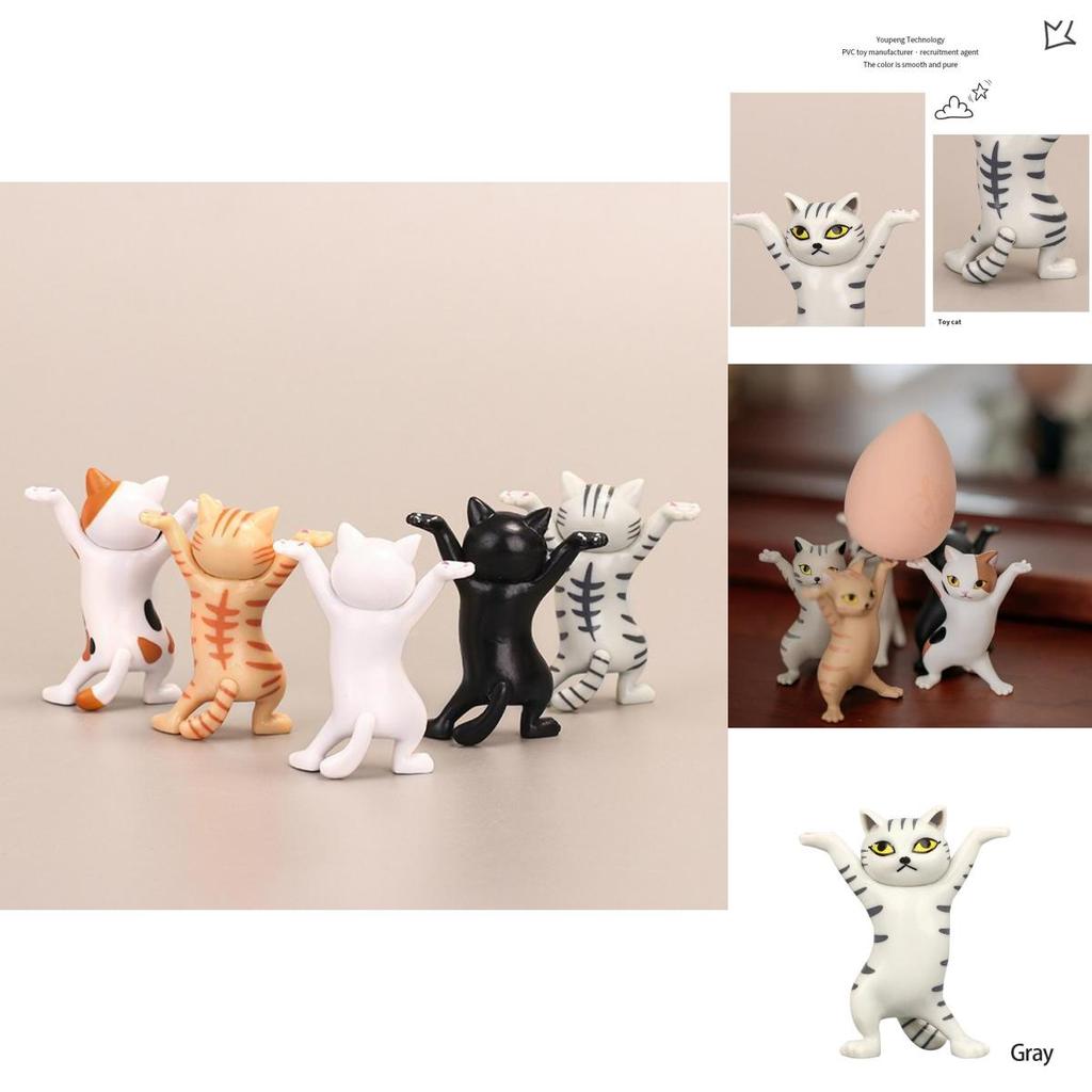 Charming Cat Figure Pen Holder Jewelry Stand And Earphone Support In Sturdy Pvc Material