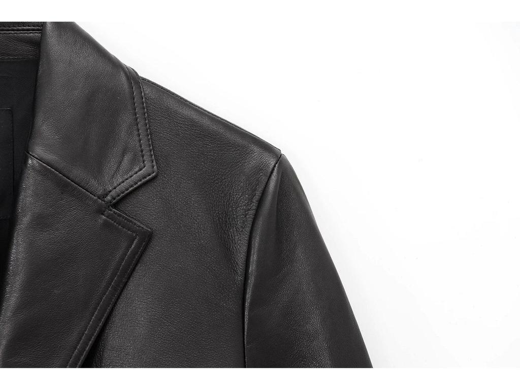 2025 Women's Casual Faux Leather Lapel Jacket - European & American Style