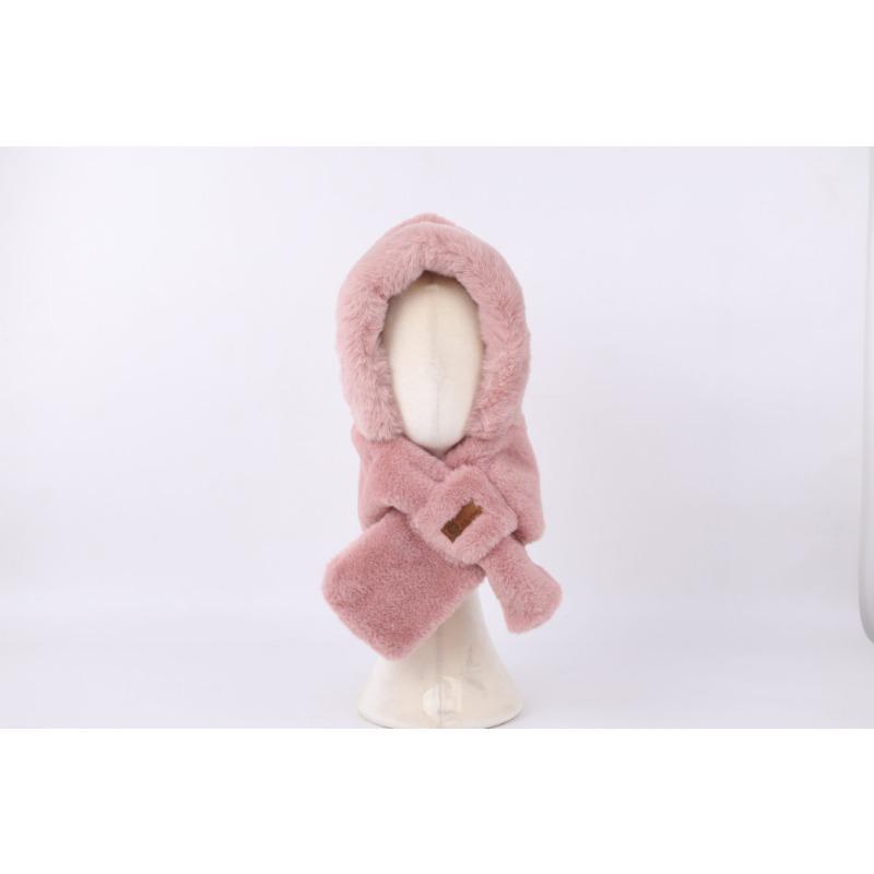 Plush hat women's new winter plush thickened warm bag head hat neck scarf hat integrated