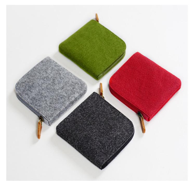 

Унисекс Корейский стиль Короткий кошелек и монетница - Многофункциональный, Ручной работы, Фетровая сумка для хранения для пар и студентов 10x11 cm чёрный