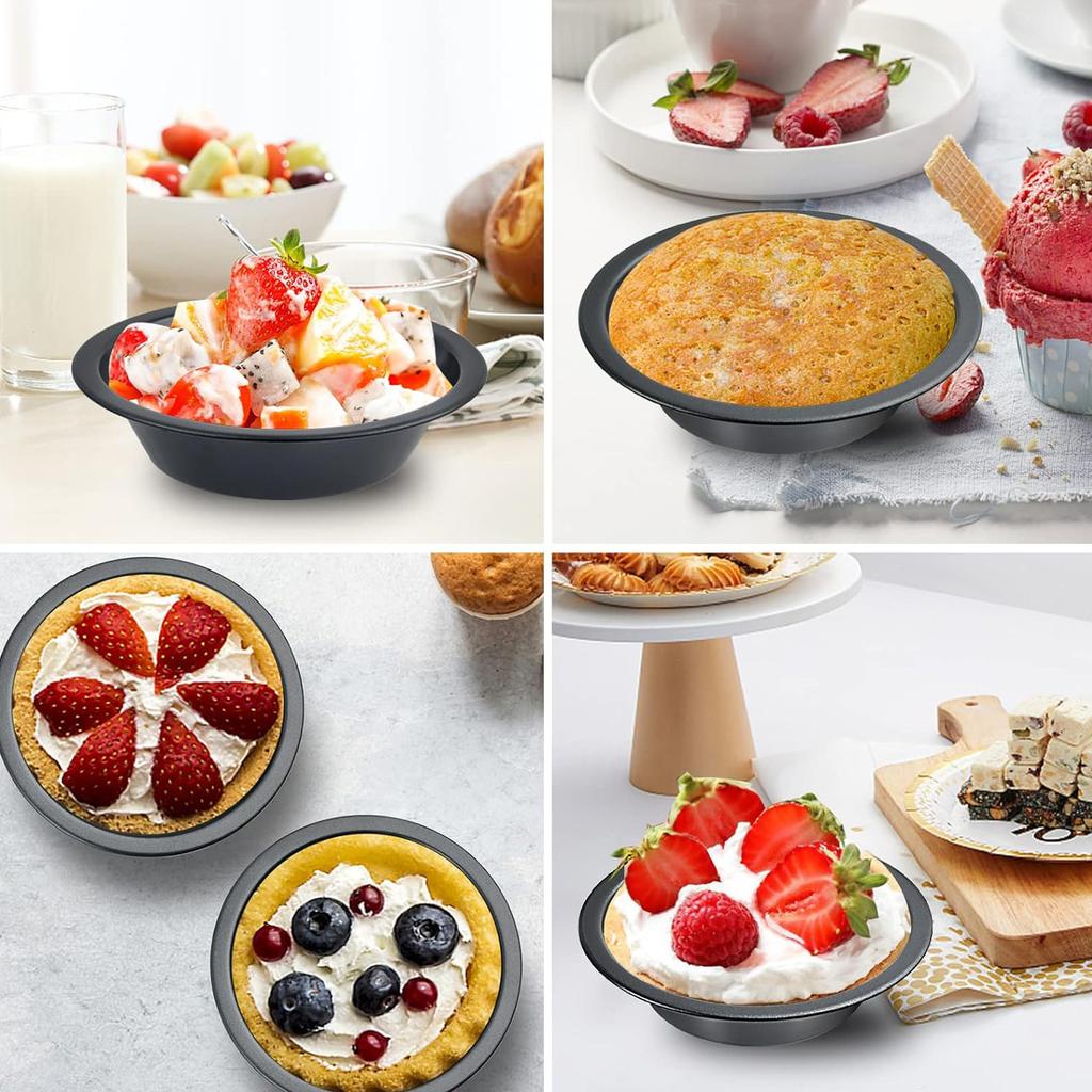 6Pcs Mini Pie Pans 5 Inch Reusable Small Pie Pans Carbon Steel Pizza Plate Round Bread Meat Pie Tins Baking Tray Kitchen Tools