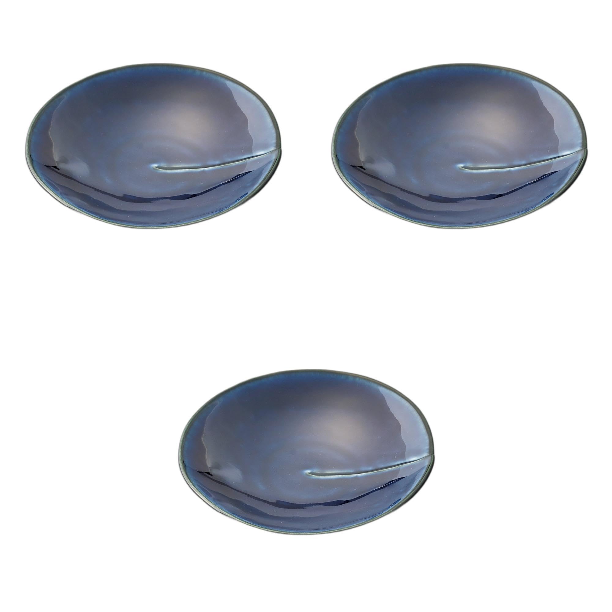 

Setomonohonpo Set of 3 Eggplant Navy Blue Lotus Plates x Small Ceramic Plates (Setomonohonpo) [14 2.5cm] темно-синий