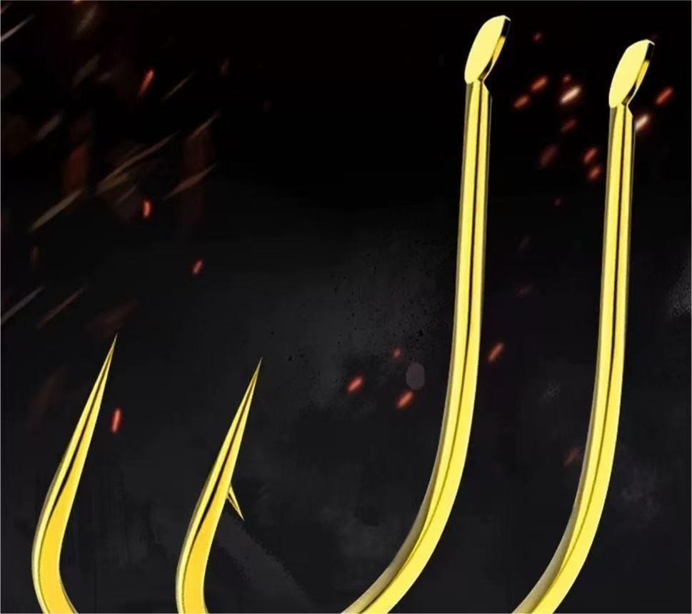 Real Gold 4S Evening Sea Fishing Hooks: Barbed/Barbless, Long Handle, Ideal for Carp Rods 2#