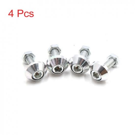 4 шт. Серебристый Алюминиевый сплав Декоративный винт для номерного знака автомобиля и мотоцикла