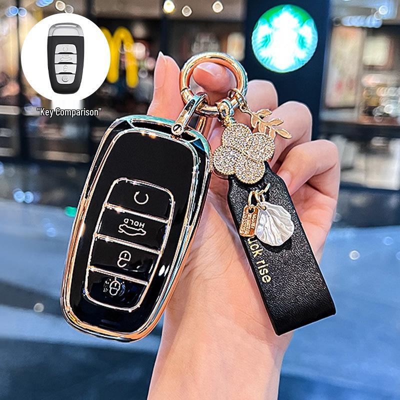 Premium Key Cover for Hongqi H5, HS5, H6, HS3, H9, HS6, EQM5, HS7 - Elegant Car Shell Buckle