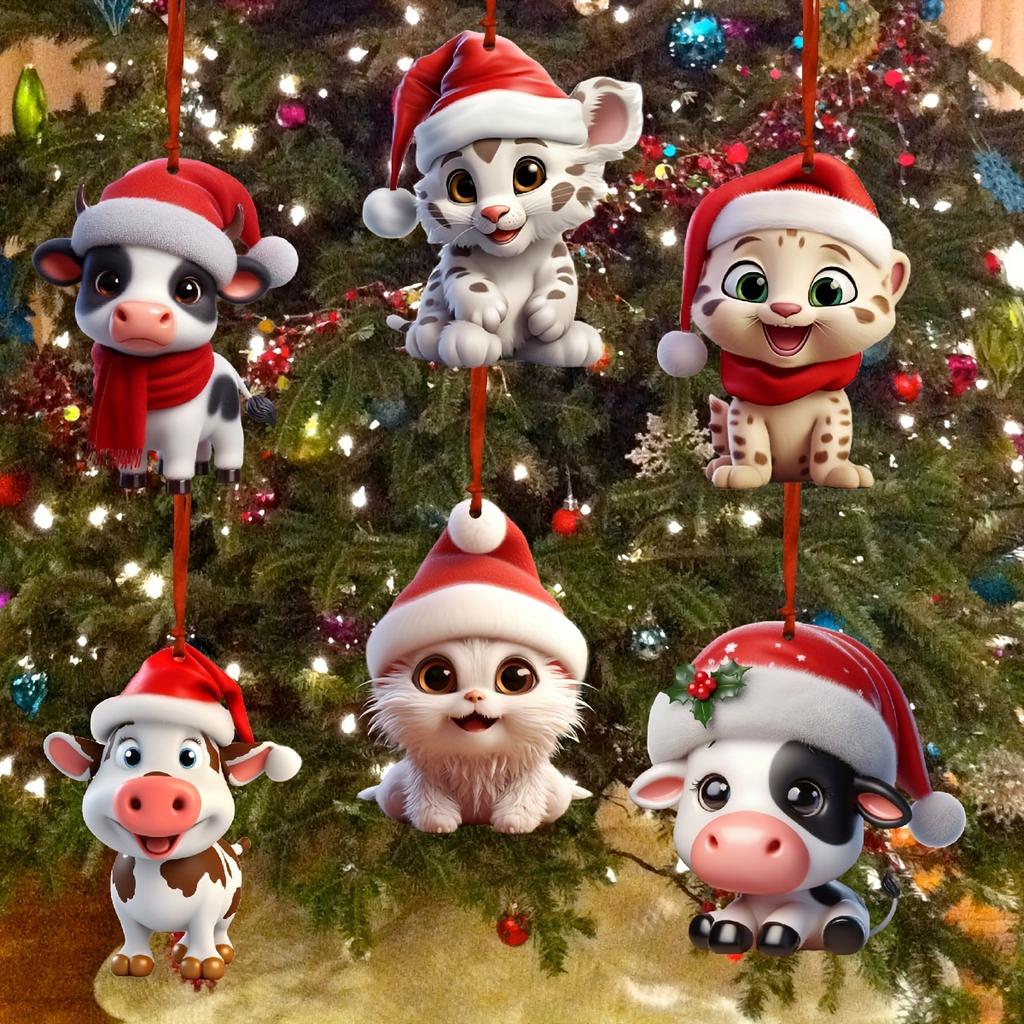 Dekorativer Anhänger für niedliche kleine Tiere, 2D flaches Acryl, geeignet für Weihnachten, Halloween, Türen und Fenster, Gartenanhänger