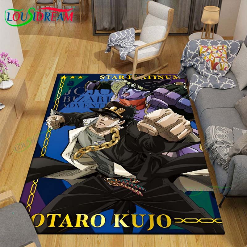 Tappeti Classici Cartone Animato J-JoJo's Bizarre Adventure Tappeto Antiscivolo per Soggiorno Tappetini per Camera da Letto dei Bambini Tappeto da Gioco Tappeto Grande Decorazione