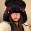 Bowknot Bear Ear Hat Warm Ear Flap Hat Ear Protective Cap Cold Weather Beanies