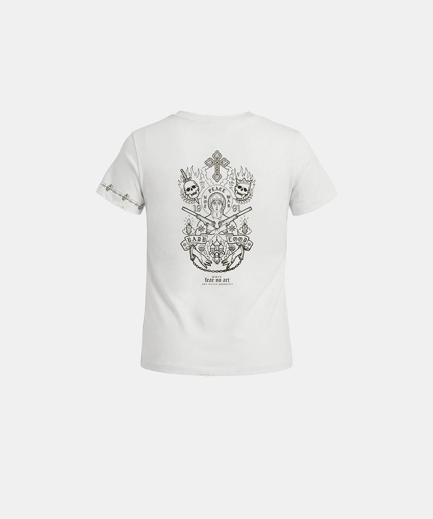 BADBLOOD Peace Not War Print 1/2 T-Shirt - White