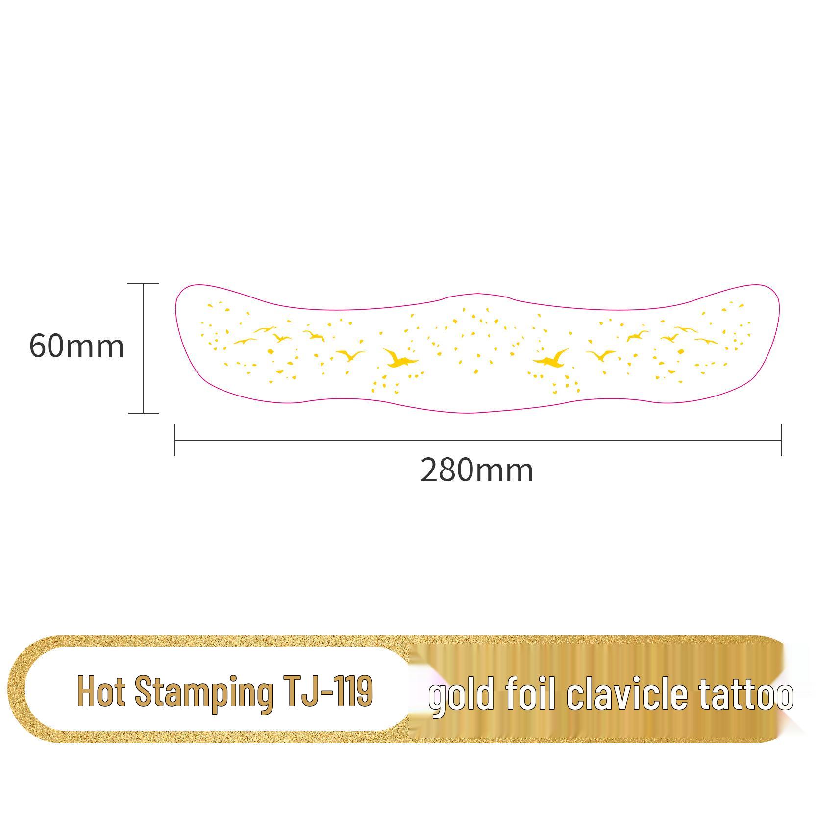 Waterproof Gold Foil Clavicle Tattoo Sticker - Sexy European & American Party Style 280*60 mm