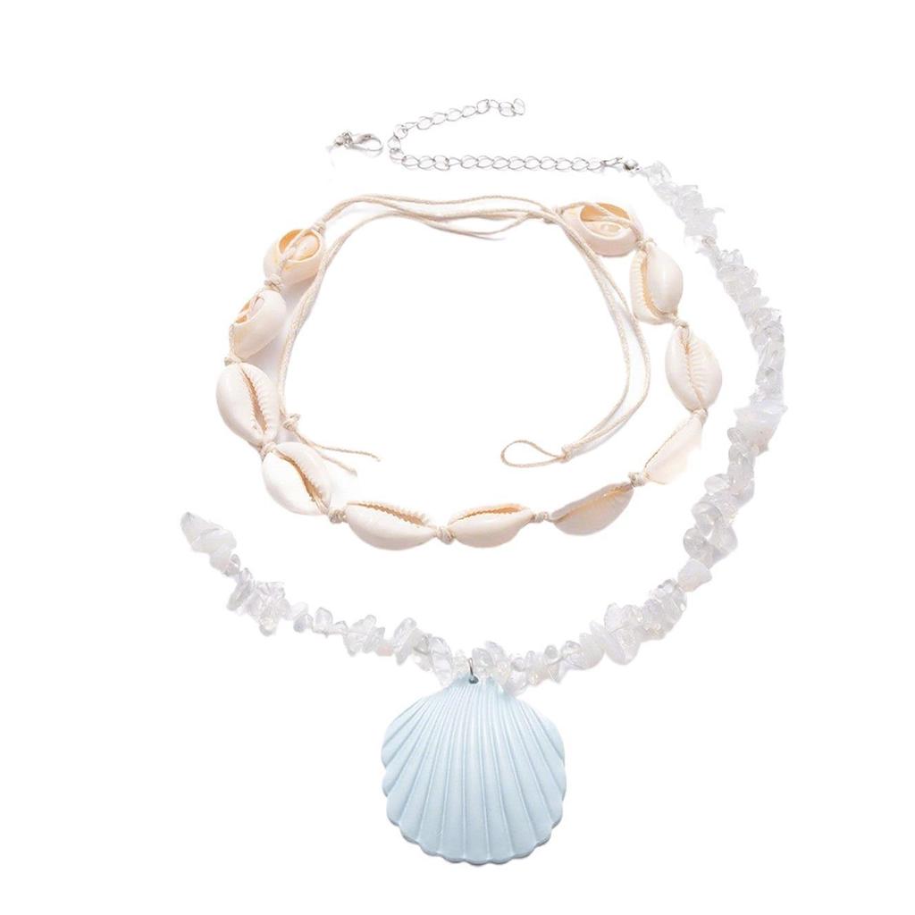 Collier Coquillages Multicouches Pour Femmes Avec Pendentif en Alliage Accessoire de Vacances d'Été à la Plage