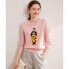 Bailuyu Women's Contrast Jacquard Round Neck Pullover Sweater