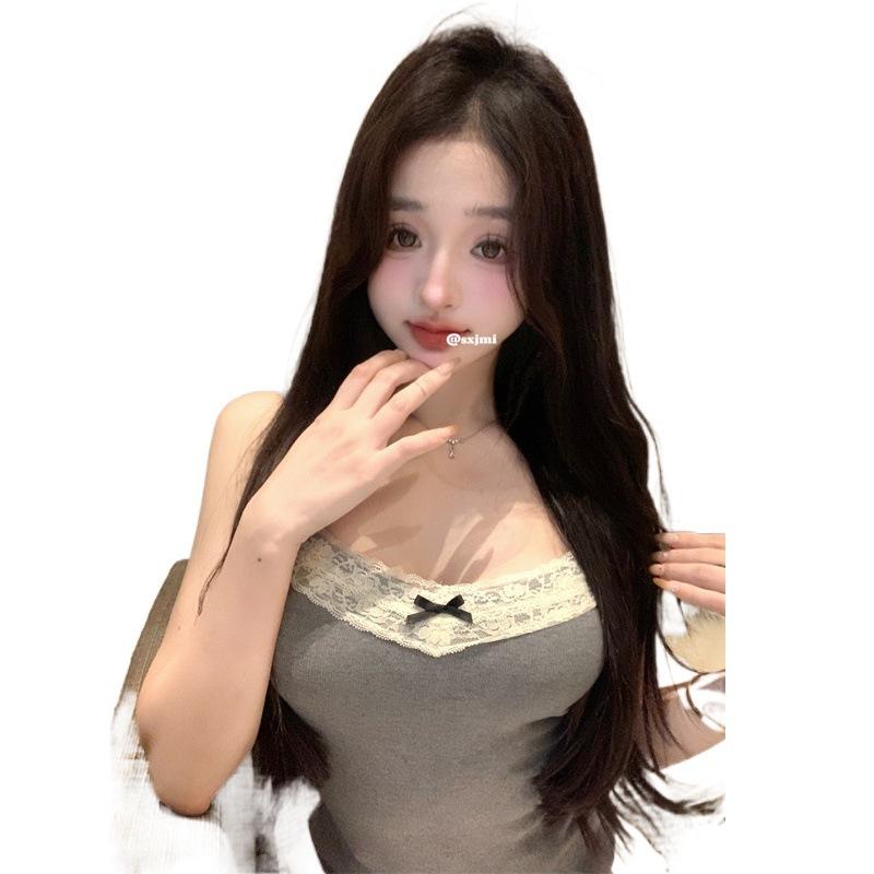 #Summer new pure desire sexy primer lace sleeveless short slim and thin suspender vest women's top