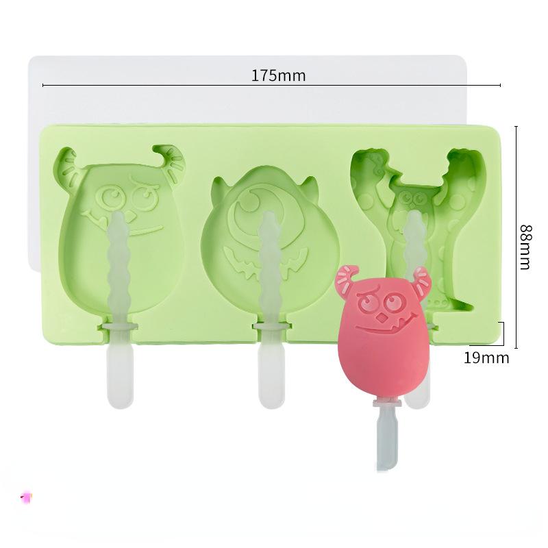 

Мультяшный монстр-динозавр, силиконовая форма для мороженого с крышкой, кролик, медведь, эскимо, форма для лотка для кубиков льда, подарок для сыра, кухонные аксессуары зелёный