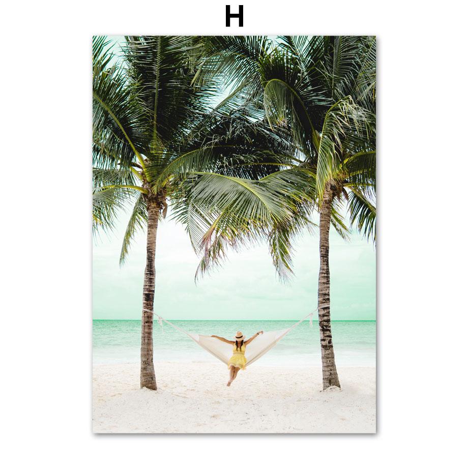 Wall Art Prints Canvas Painting Athuruga Beach Palm Leaf Coconut Tree Morocco Door Nordic Poster Decor Pictures For Living Room