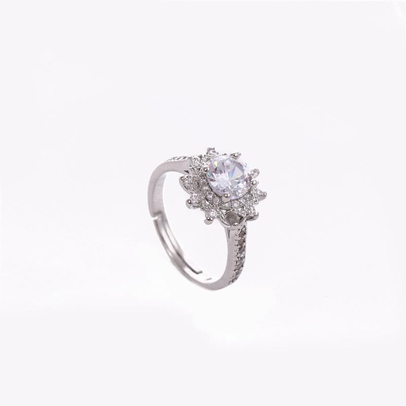 Star-Shaped Cubic Zirconia Wedding Ring for Couples - Women's Cross-Border Imitation Diamond Setting