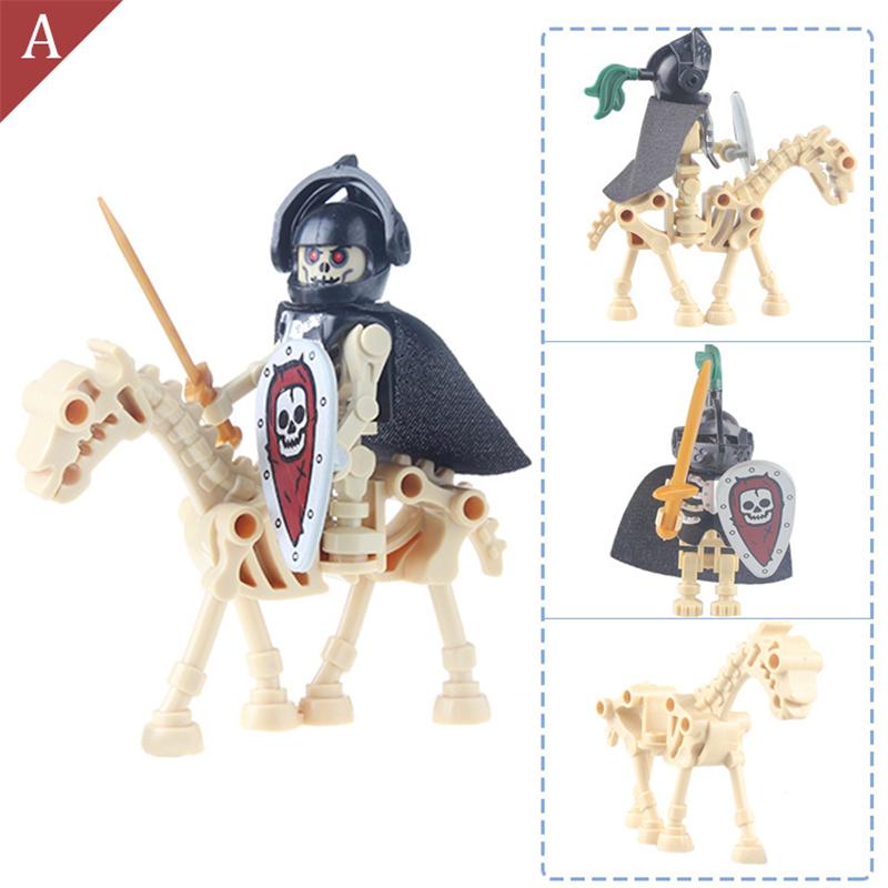 Skeleton Building Blocks Medieval Castle Knight Warriors Skeletons Strong Orcs Figures Collection Toy for Children Gifts