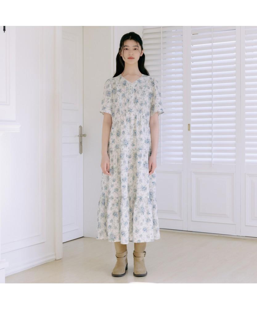 THURSDAY ISLAND V-Neck Frill Detail Floral Dress_T264Mop265W