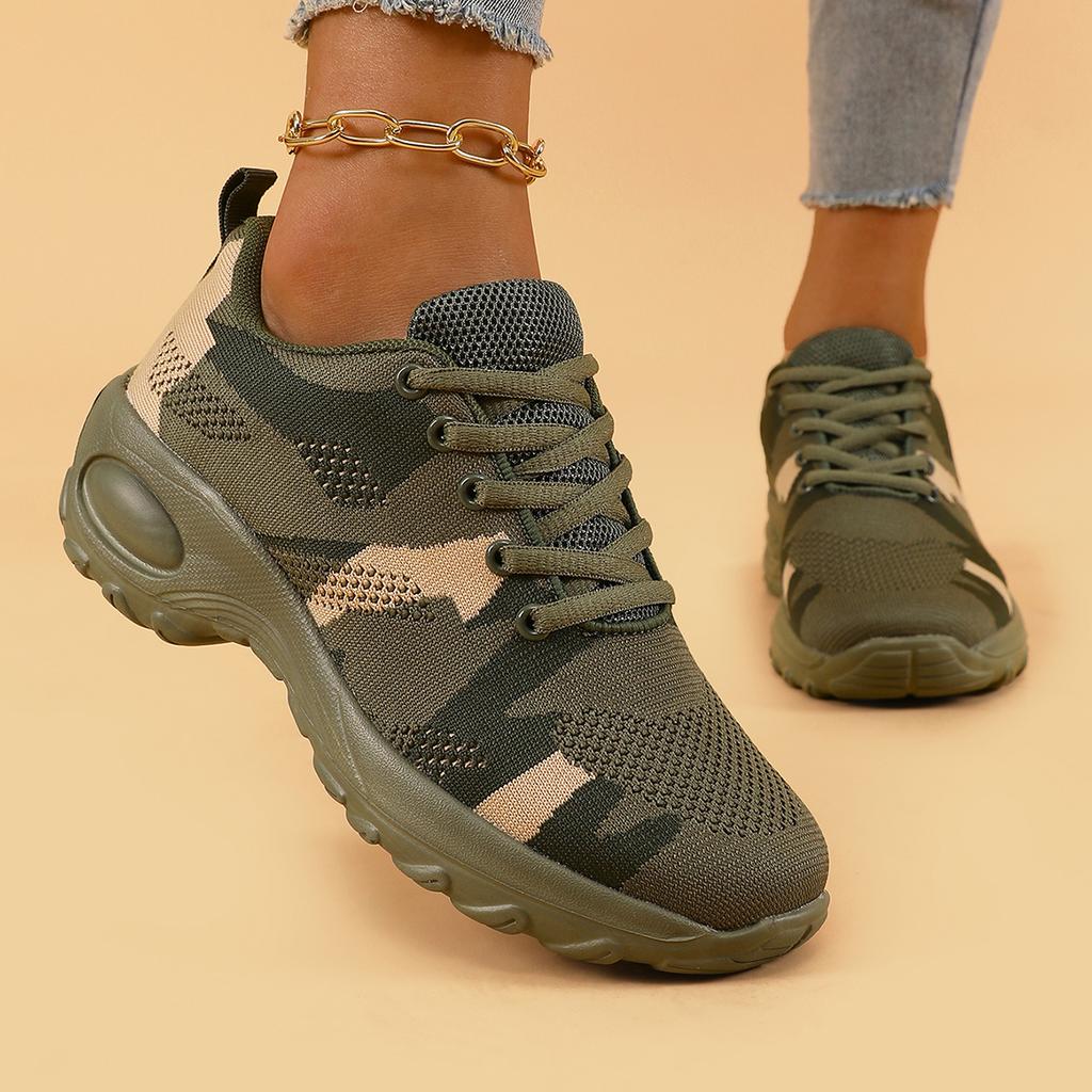 Tai Run Women'S Camouflage Sports Shoes: Low Cut, Lace Up, Breathable Fabric, Eva Sole, Blending North American And European Sty